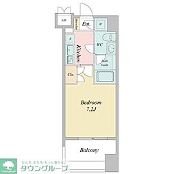 パシフィックレジデンス芝一丁目 1Kの間取図画像