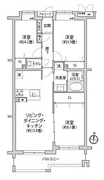 武蔵関ハイム 3LDKの間取図画像