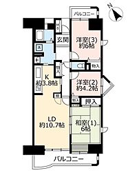 UR都市機構アクティ北松戸2号棟 3LDKの間取図画像