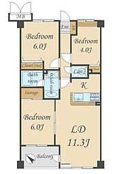 ダイアパレス本八幡 3LDKの間取図画像