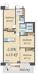 アンビシャス南柏 3LDKの間取図画像