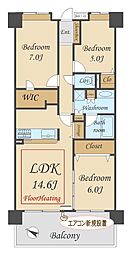グーディッシュ北小金 3LDKの間取図画像