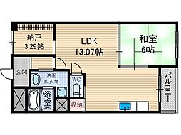 ハイツ春日野 4階1SLDKの間取り