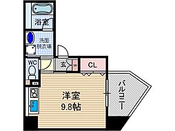 さとみマンションII 8階ワンルームの間取り