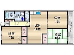 パステル新堂 3LDKの間取図画像
