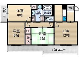 アニモ華 4階3LDKの間取り