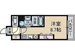 フェリーズ茨木 4階ワンルームの間取り