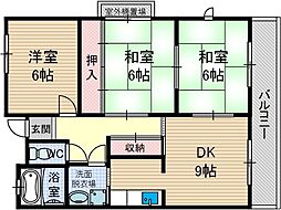 サンコート橋の内 3階3DKの間取り