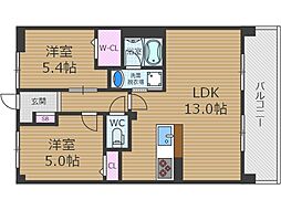 アクアプリータ3 2階2LDKの間取り