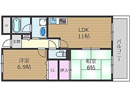ラルクアンシェル 2LDKの間取図画像