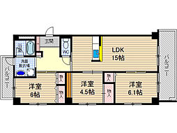 パルコート 3LDKの間取図画像