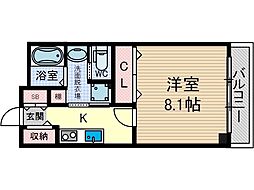 クレール南茨木 1Kの間取図画像