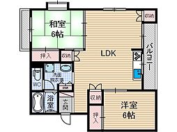 ハイツ国宗 2LDKの間取図画像