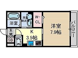 メルレット 1Kの間取図画像