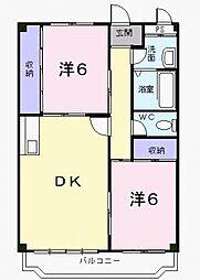 プリベイル・田中 2LDKの間取図画像