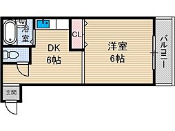 FLAT34茨木 1DKの間取図画像