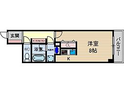 山崎マンション13 1Kの間取図画像