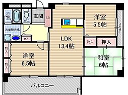 パルコート 3LDKの間取図画像