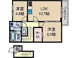 シェリール上泉 2LDKの間取図画像