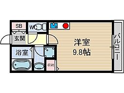 レジデンスKU ワンルームの間取図画像
