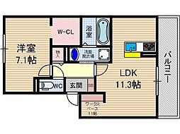 セジュール南耳原 1LDKの間取図画像
