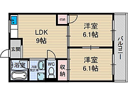 ハイシャトー大翔 2LDKの間取図画像