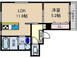 パロス茨木サウステラス 1LDKの間取図画像