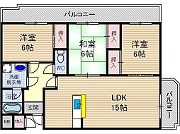パークヒル尾崎 3LDKの間取図画像