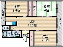 ラ・ヴェール茨木 3LDKの間取図画像