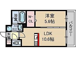 セリーゼウエスト 1LDKの間取図画像