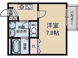 アンペルール茨木 1Kの間取図画像