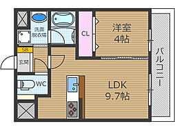ユリ乃ヒルズ 1LDKの間取図画像