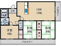 グランドール山口 3LDKの間取図画像