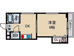 都部ハイツ 1DKの間取図画像