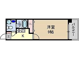 カーサロサード 1Kの間取図画像