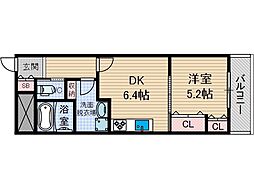 コボリマンション南茨木 1DKの間取図画像