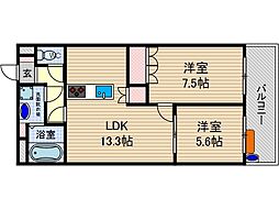 アーバンヒルズ彩都2 2LDKの間取図画像