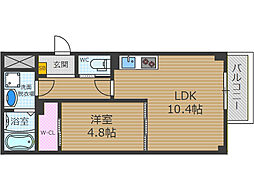 URBAN COURT 茨木春日 1LDKの間取図画像