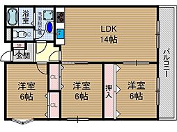フローラ穂積台 3LDKの間取図画像