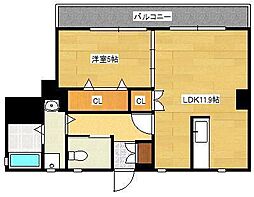 ROYALTOWER花畑駅前 1LDKの間取図画像