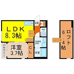 ハーモニーテラス白子町 1LDKの間取図画像