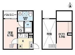 CoreKanayama 1Kの間取図画像