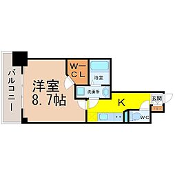 プレサンス栄ライズ 1Kの間取図画像
