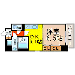 タウンコート御園 1DKの間取図画像