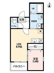 アヴニール金山 1LDKの間取図画像