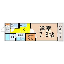 パインパーク白金 1Kの間取図画像