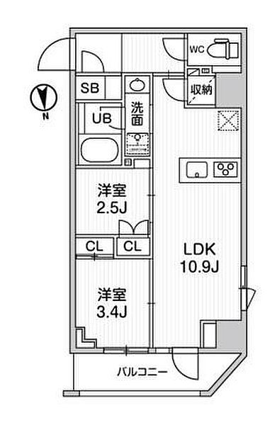 nido SHIN-OKACHIMACHI 304｜東京都台東区小島2丁目(賃貸マンション2LDK・3階・41.56㎡)の写真 その2