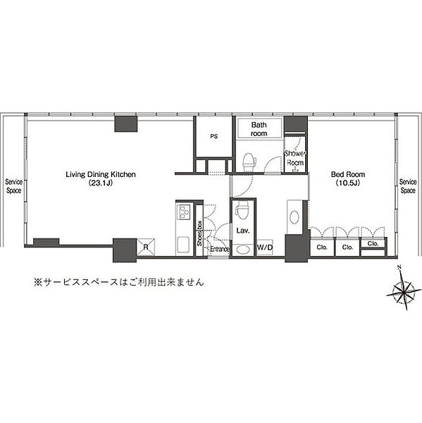 ウエリスアーバン品川タワー 2313｜東京都港区港南4丁目(賃貸マンション1LDK・23階・83.82㎡)の写真 その2