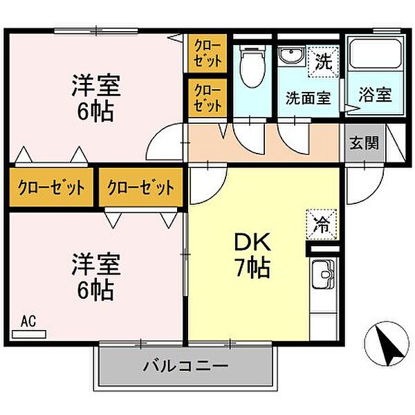 香川県高松市紙町(賃貸アパート2DK・1階・47.90㎡)の写真 その4