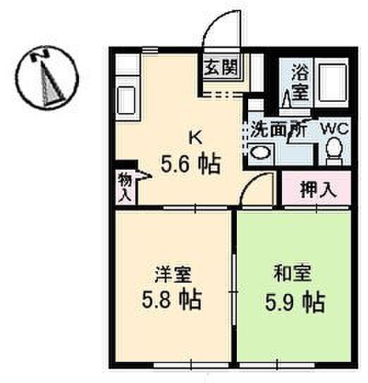 香川県高松市木太町(賃貸アパート2K・1階・38.83㎡)の写真 その4